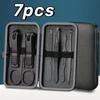 7/18 шт. Черный набор кусачек для ногтей профессиональный нержавеющий маникюрный набор для педикюра с дорожным футляром острый резак