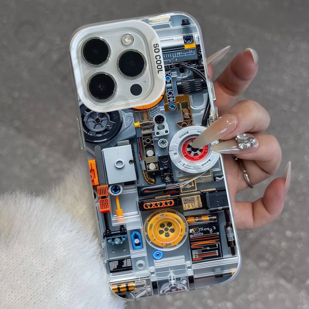 Креативный чехол IMD с рисунком печатной платы для iPhone 17 16 15 14 13 12 11 Pro Max air plus Ударопрочный Покрытие Матовый ТПУ Funda