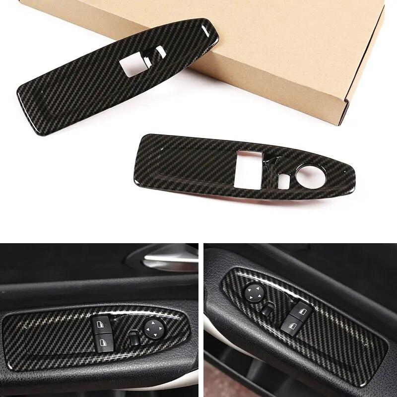 ABS Carbon Fiber Texture Car-styling Glass Lift Switch Panel Frame Cover Trim For BMW 1 2 Series F20 F21 F22 F45 F46 2014-