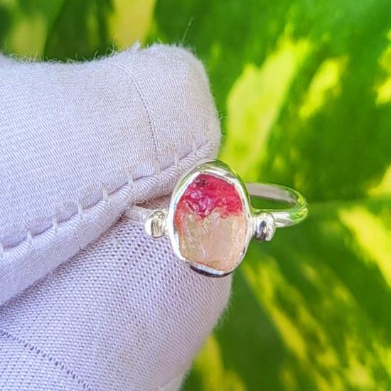 Кольцо из серебра 925 пробы с редким розово-белым необработанным турмалином, подарочное кольцо из США