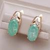 Personality Oval Frosted Green Zircon Earrings Hollow Geometric Party Daily Fashion Jewelry