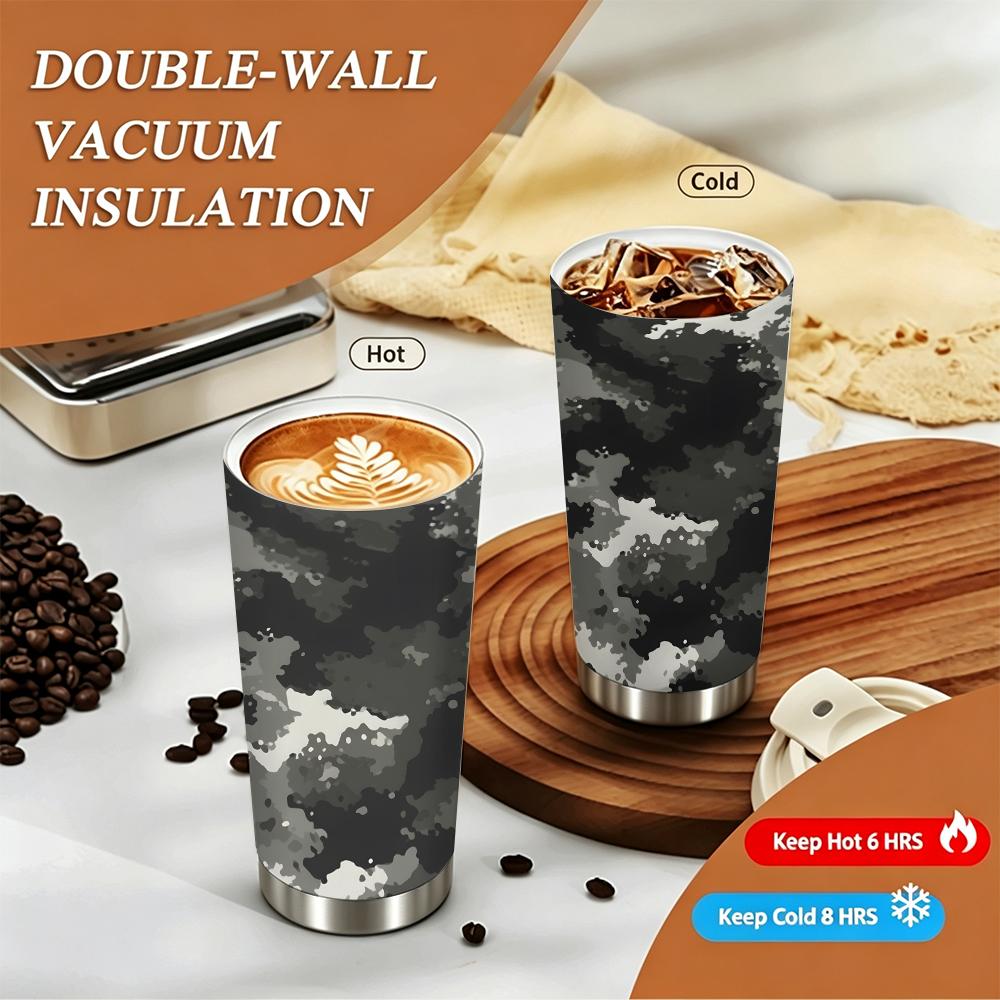 Urban Camouflage Pattern Stainless Steel Insulated Coffee Tumbler Vacuum Thermal Travel Mug Leakproof Cup for Commute Hiking Outdoor