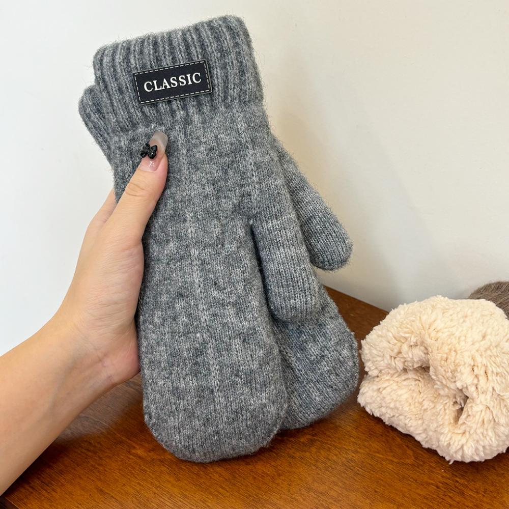 Winter Fashion Warm Knitted Mittens for Men Thickened Windproof Thermal Fleece Lined Gloves Touchscreen Male Full Finger Gloves