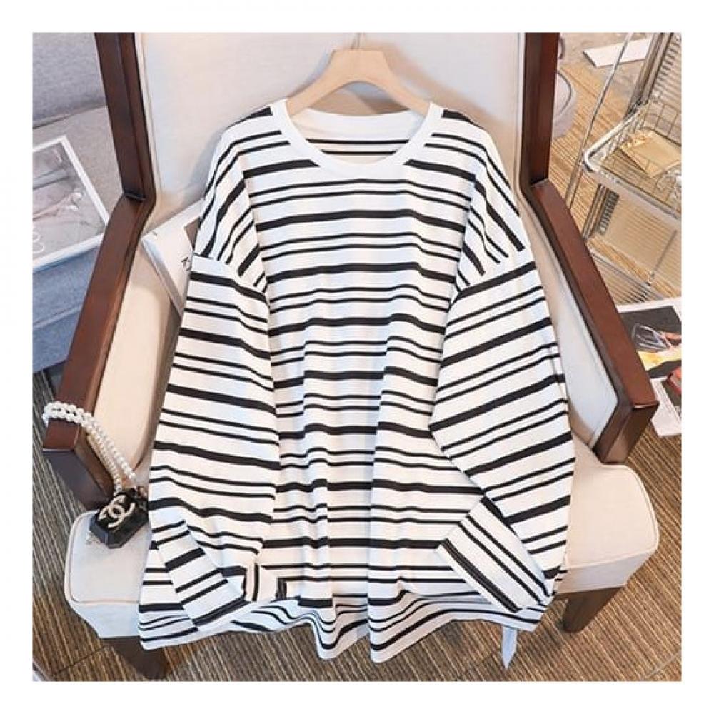 Navava Loose FiT Round Neck STripe Long Sleeve T shirT nT1942