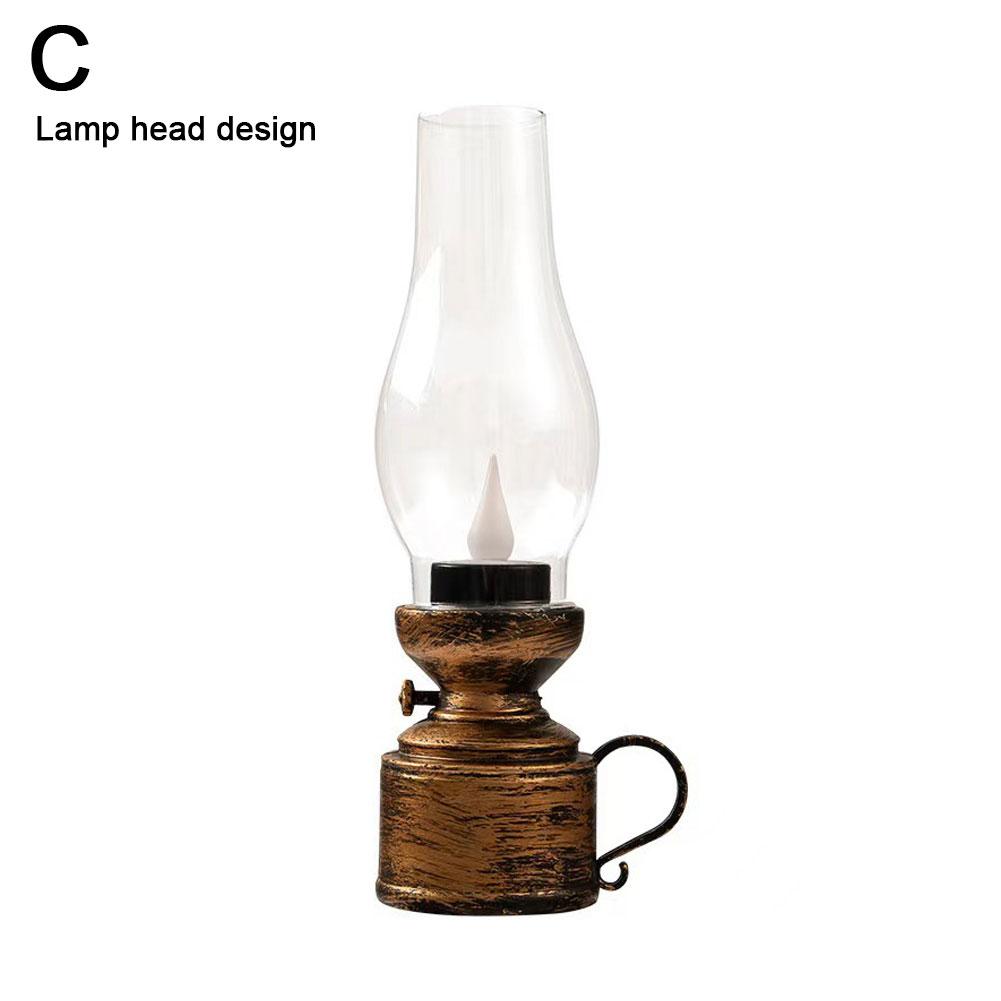 Vintage Decor Retro Candle Holder Candle Stick Lamp with Button Battery Table Light Oil Lamp