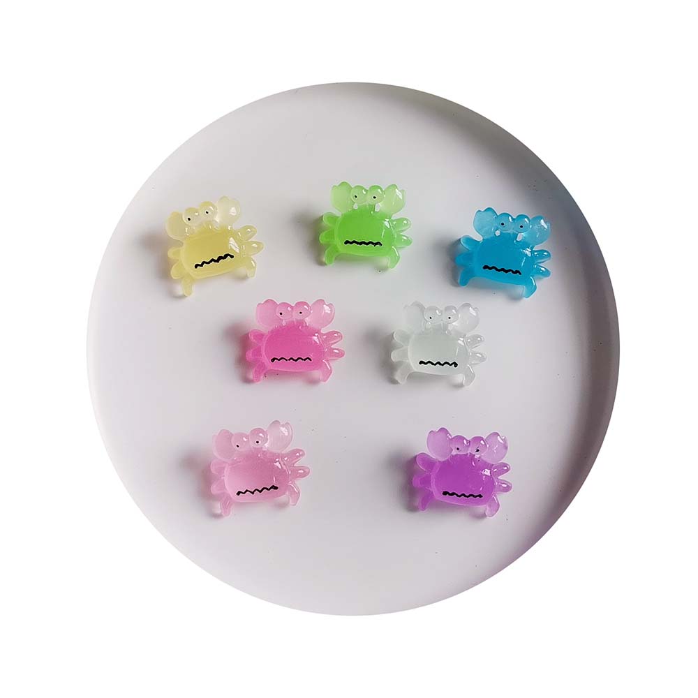 100pcs Simulated Colorful Glow Crab Resin Flatback Ocean Sea Cabochons Scrapbook Ornaments Applique Crafts DIY Hair Accessories