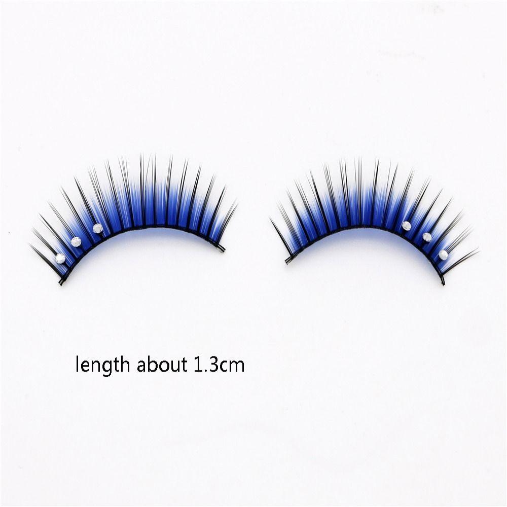 With Three Diamonds Blue Eyelashes Makeup Scene False Eyelashes Beautiful Stage Eyelashes Women