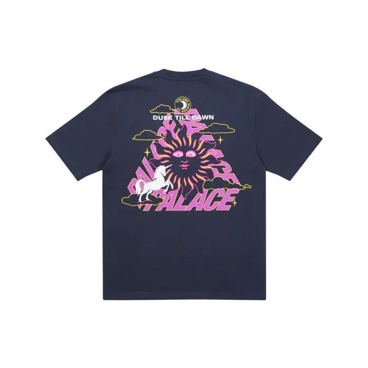 Palace FW21 Da One T-Shirt Navy Triangle Cartoon Print Round Neck Short Sleeve Unisex T-Shirt P21TS051