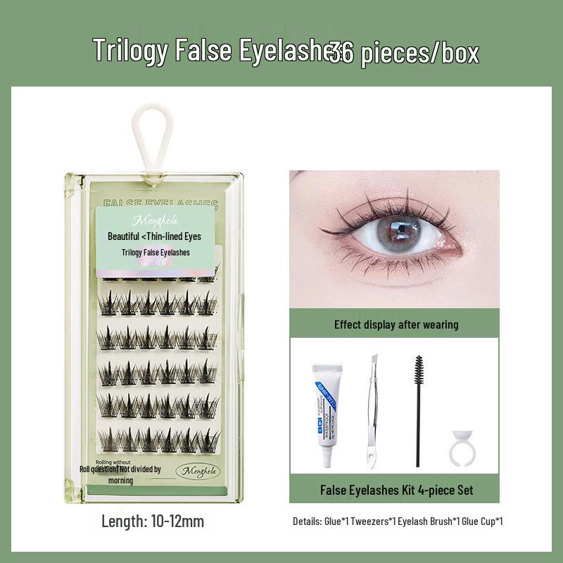 Накладные ресницы Menghela Big Eye Natural Curled - Тонкая ножка, отдельные пучки для удлинения