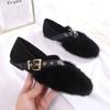 Women Fur Marie Janes Shoes Fashion Flats Suede Loafers Casual Mules Brand Slippers Shoes Winter 2025 Trend Cozy Zapatos Mujer