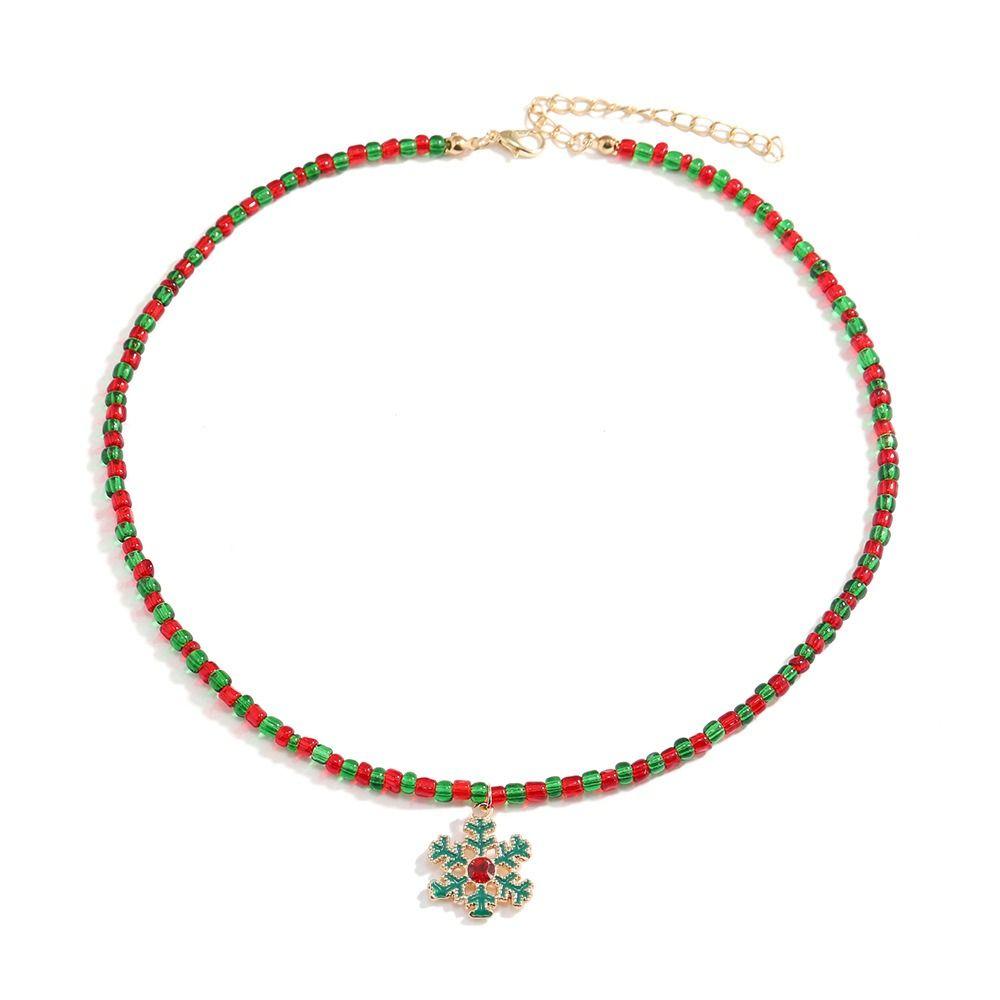 Санта Рис Цепочка из бисера Цепочка на ключицу Мультяшный кулон Чокер Универсальное Рождественское ожерелье Женское