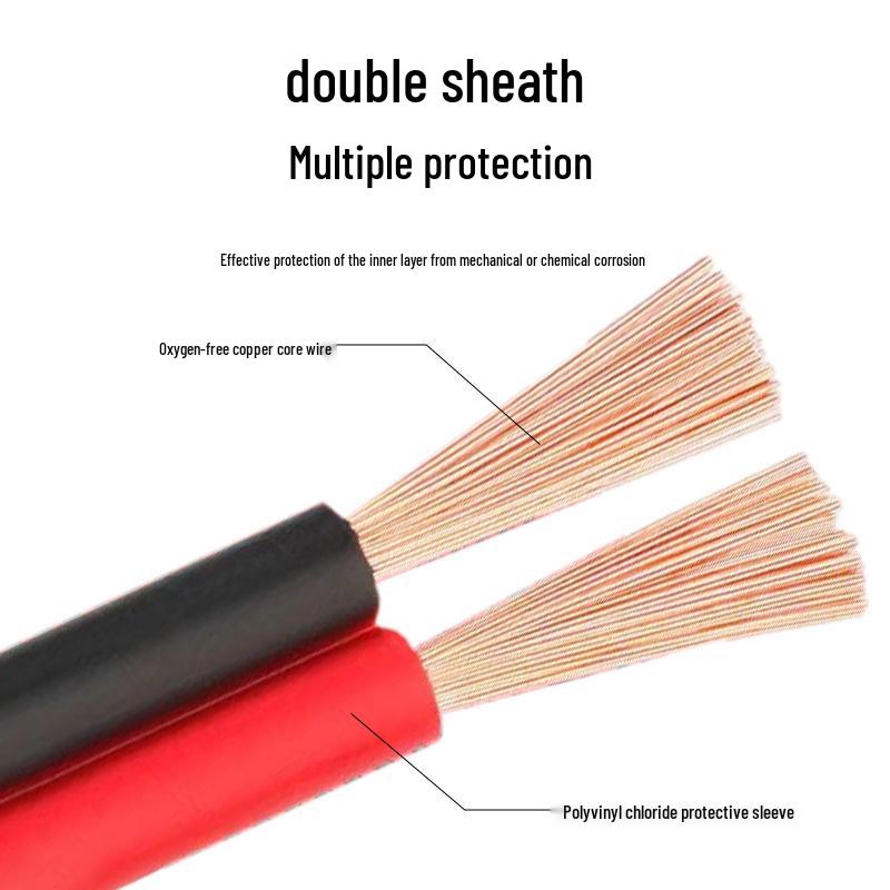 RVB Red-Black Parallel Pure Copper Wire, 2 Core, 0.5/1.0/1.5 mm², Soft Double Parallel Cable