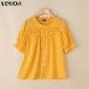 VONDA Женские летние блузки с короткими рукавами и оборками с круглым вырезом