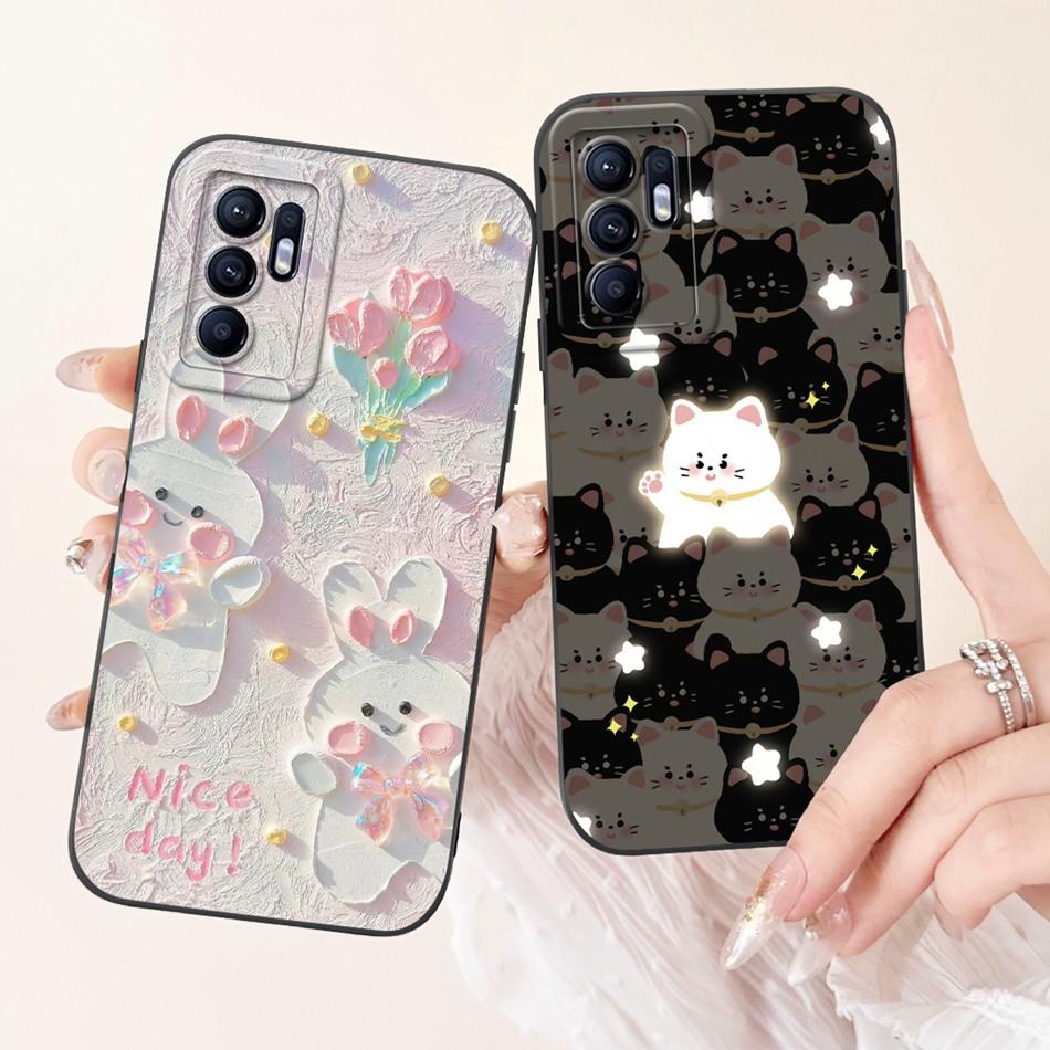 For OPPO Reno6 CPH2235 Elegant Sunflower Tulip Printed Phone Case For Oppo Reno 6 4G Soft Silicone Shockproof Cases