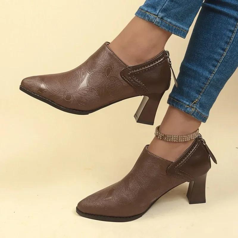 Fashion High Quality Shoes for Women 2024 Summer Slingbacks T-Strap Women's Pumps Pointed Toe Square Heel Ladies High Heels Pumps Female