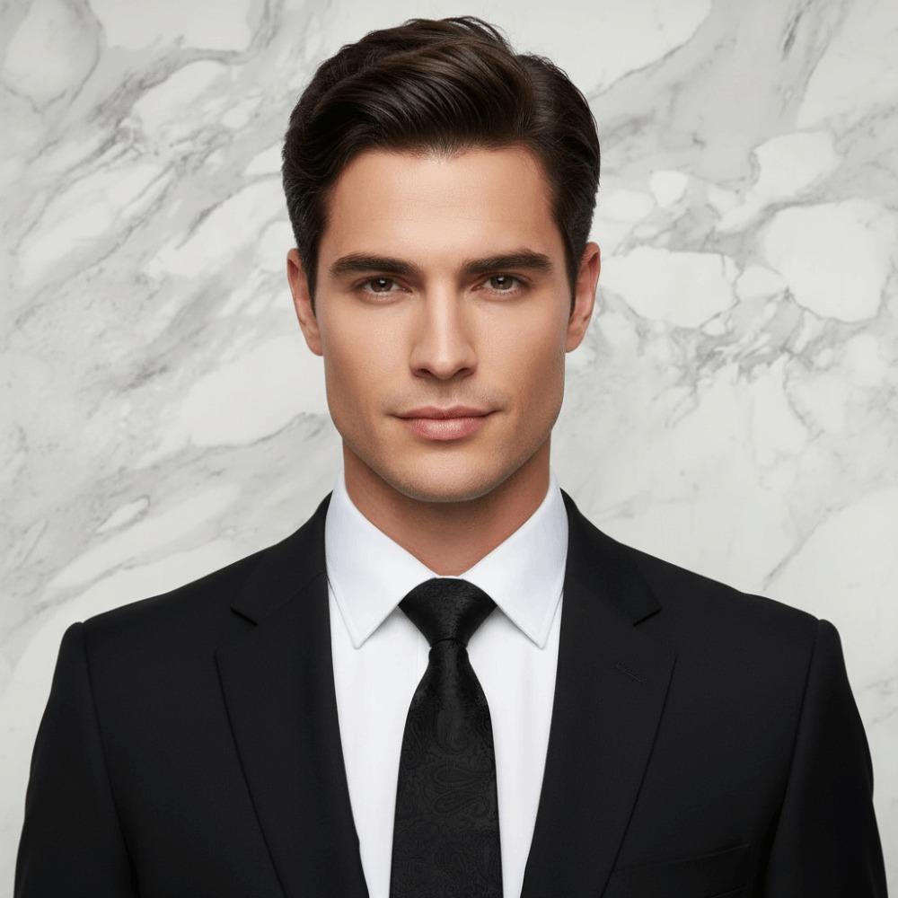 Однотонный мужской галстук Цветочный ретро-галстук Классический черный галстук Рубашка