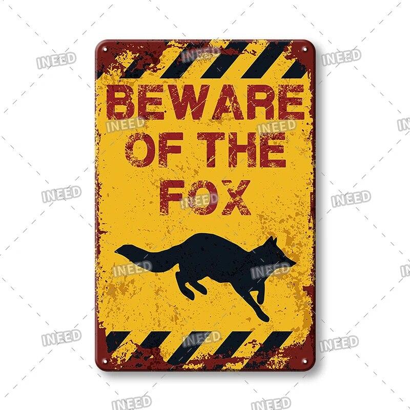 BEWARE OF Dog Cat Chicken Retro Plaque Metal Tin Signs Garden Yard Home Decoration Caution Kraken Plate Animal Warning Sign