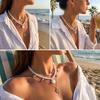 Boho Sunburst Pendant Layered Imitation Pearl Necklace for Women Boho Colorful Enamel Charm Summer Beach Festival Jewelry Gift