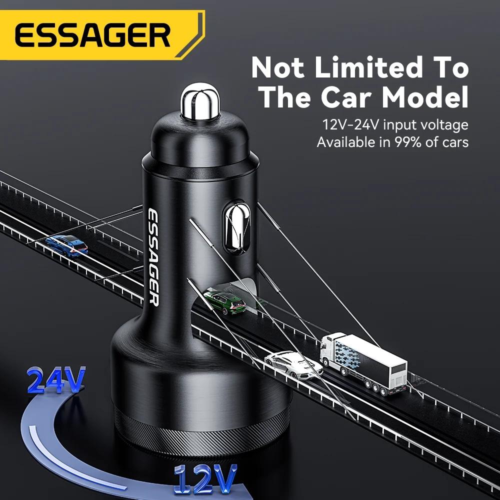 Essager Автомобильное зарядное устройство USB 105 Вт, быстрая зарядка 4,0 QC4.0 QC3.0 QC SCP PPS PD USB Type C, быстрая зарядка для iPhone 14 15 Xiaomi Phone