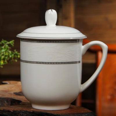 Керамическая чайная чашка с крышкой, с платиновым тиснением, Jingdezhen