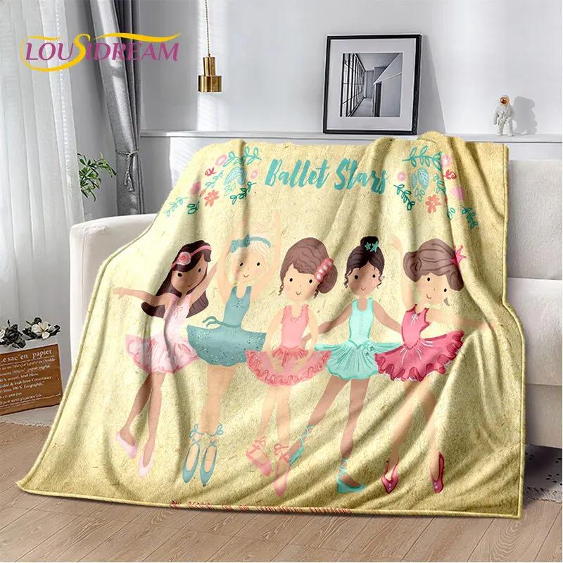 Cute Ballet Girl Ballerina Unicorn Cartoon Soft Plush Blanket,Flannel Blanket Throw Blanket for Living Room Bedroom Sofa Picnic