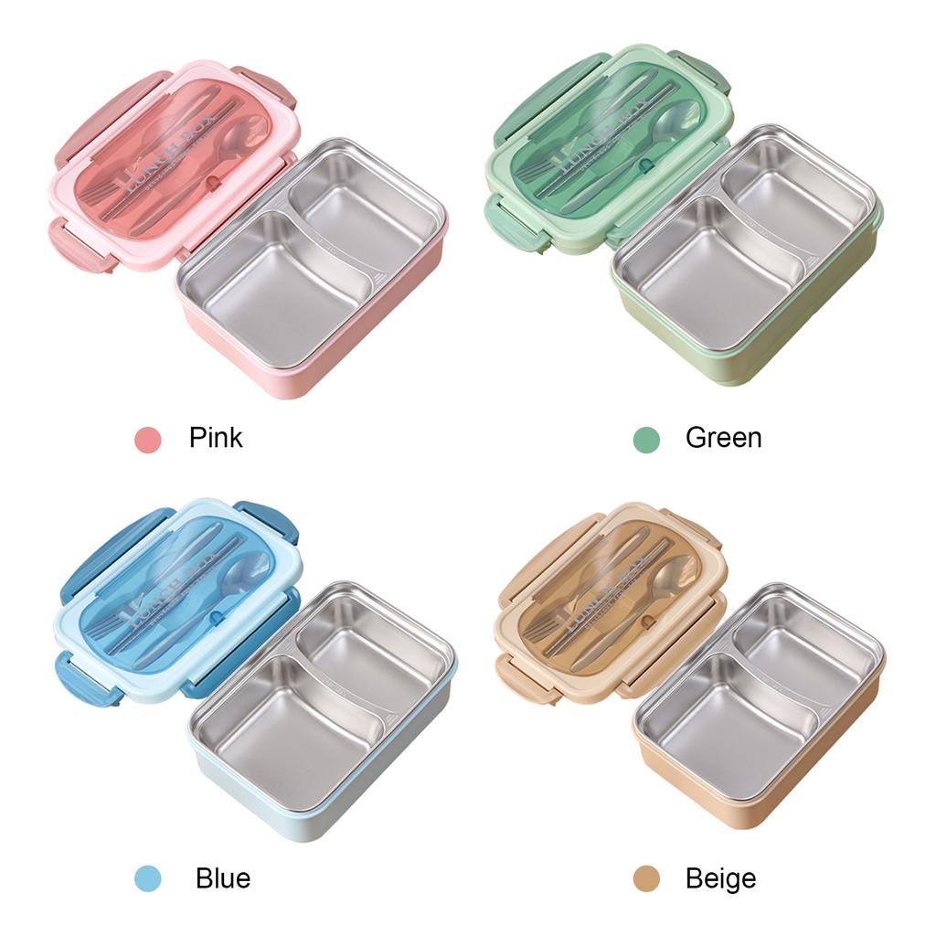 Portable Lunch Box 304 Stainless Steel Leakproof Microwave Heating Divided Food Containers with