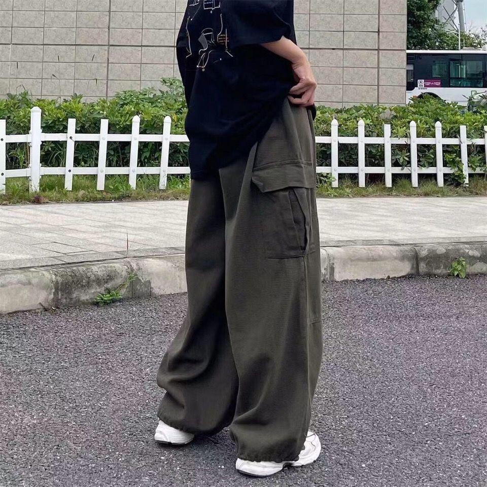 Harajuku Streetwear Khaki Cargo Брюки женские Oversize Карманы Хип-хоп Черные Широкие Брюки Для Женщин Корейский