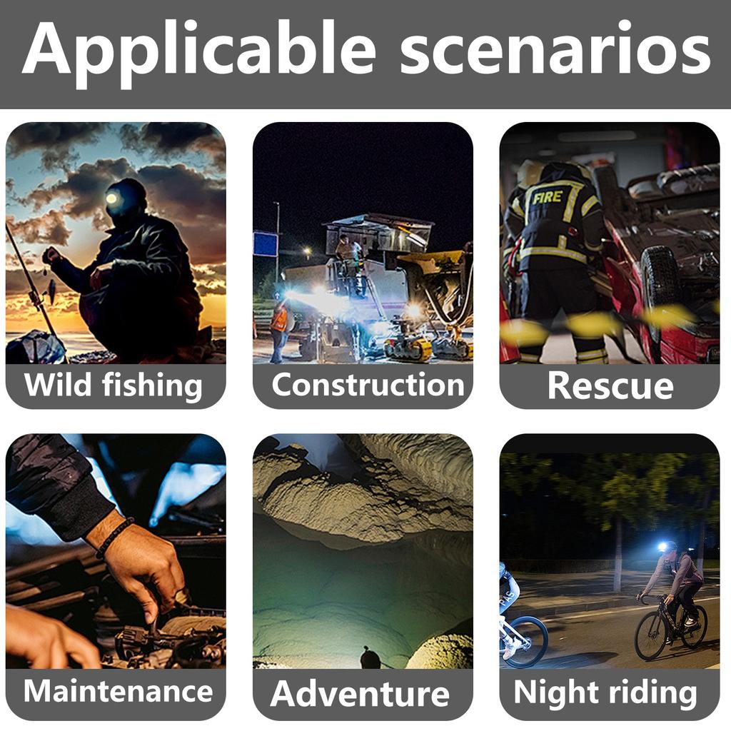 Датчик волн Cob Силиконовый налобный фонарь для езды на открытом воздухе с зарядкой через USB, светодиодный фонарь с мощным светом