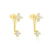 Double Floral Jacket Drop Earrings - Sterling Silver Yellow Plated