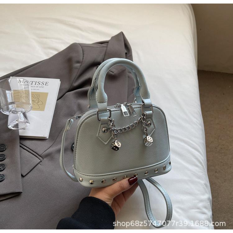 Niche Design Handbag Bag Women's Rivet Decoration Shell Bag Pu Commuter Shoulder Crossbody Bags