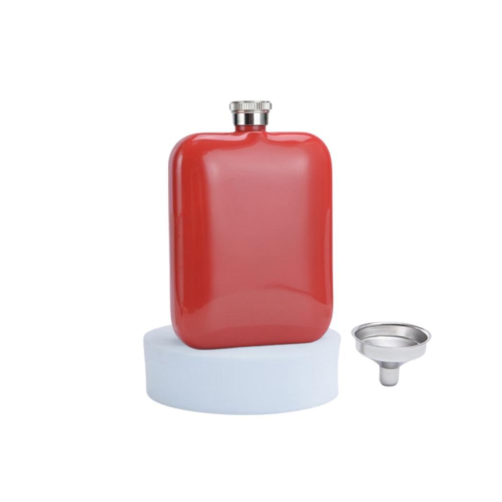 304 Stainless Steel 6oz Wine Flagon Rectangular with Funnel Pocket Hip Flask Unbreakable Fall-resistant Drinking Pot Camping