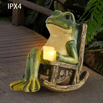 Миниатюрная уличная статуэтка лягушки, украшение для дома IPX4, садовый аксессуар, наружное освещение, декоративное искусство в виде солнечной садовой лягушки, украшение для дворового газона.