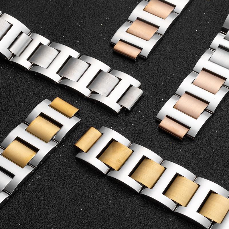 Запасной ремешок из нержавеющей стали для Cartier Ballon Bleu - Мужской и женский браслет для часов с выпуклым креплением