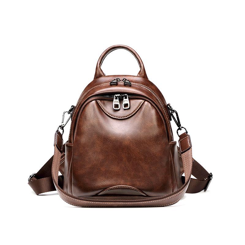 Backpack Women Retro Soft Leather Small Backpack Bag Women Easy To Take Travel Bag Anti-theft Leisure Mommy Bag