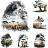 Big Animal Background Heat Transfer Stickers Tiger Lion Elephant Clothes Sticker Heat Press Appliqued T-Shirt Diy Transfer Paper