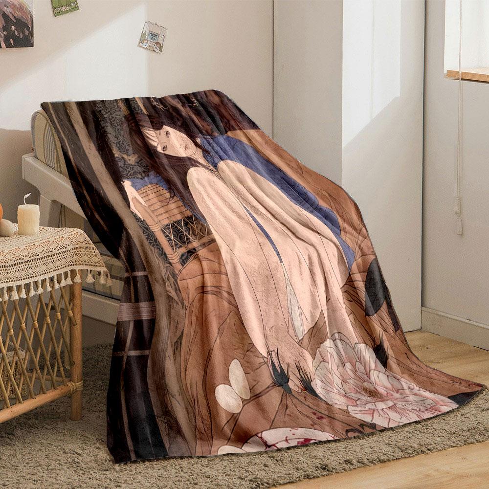 Gothic Girl Floral Blanket bedroom Blanket for Livingroom Couch lunch break Soft throw for Friend's festival Gift