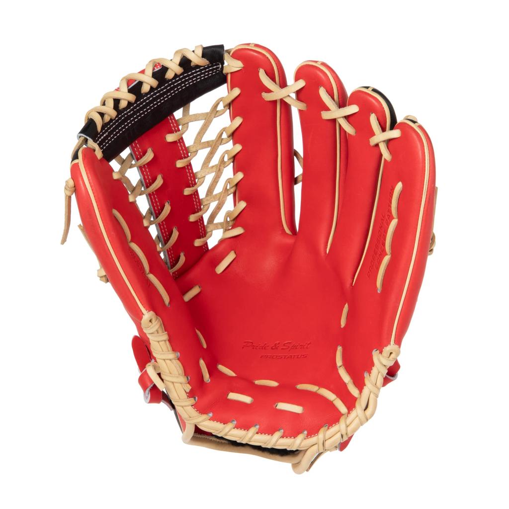 ZETT Pro Status Soft Baseball Glove for Red x Black Size 9 Outfielders, Right-Handed Throwers, (6419), (BRGB32247)