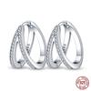 100% 925 Sterling Silver Rose Gold Heart Geometric Pave CZ Hoop Earrings for Women Wedding Engagement Birthday Jewelry Gift 2023