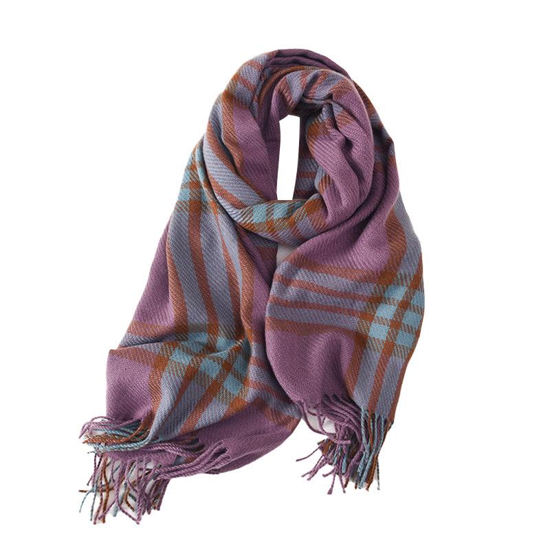Korean Imitation Cashmere Tassel Plaid Couple Scarf Women's Autumn and Winter New Warm Student Shawl Neck Protector Scarf
