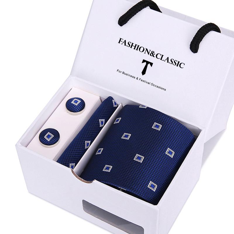 Мужской галстук в подарочной коробке, набор из 5 предметов, групповой галстук, деловой, свадебный галстук