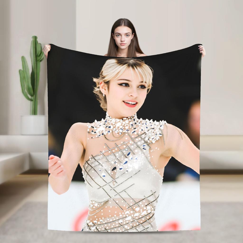 Alysa Liu Warm Blanket For Living Room Trend Throw Blanket Winter Travel Office Flannel Bedspread