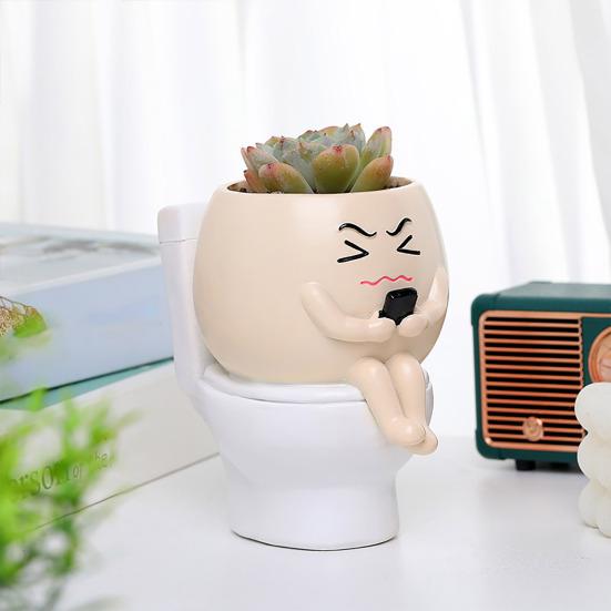 Горшок для растений Face Resin Buddy on Toilet Flowerpot Настольный декор для суккулентов