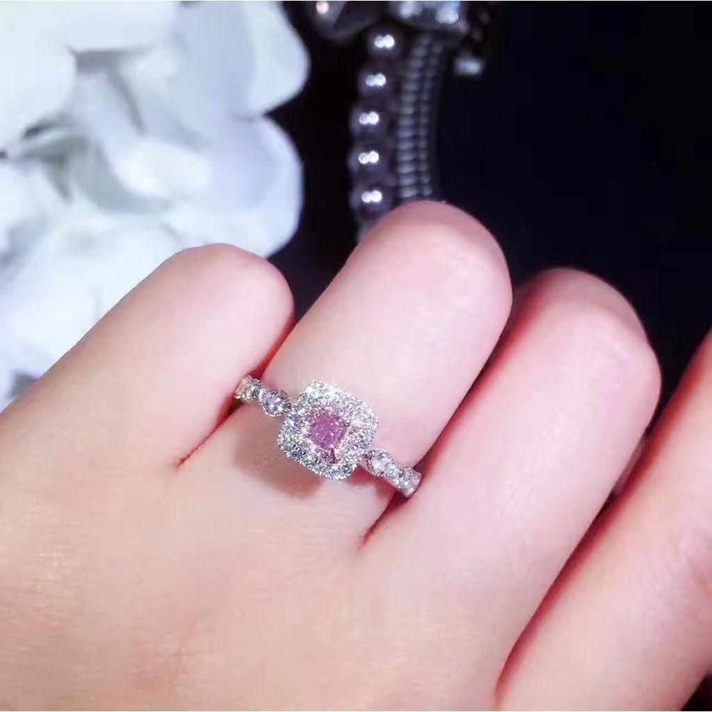 Ring Stone With Pink Zircon Luxury Finger Ring Bride Wedding Couple