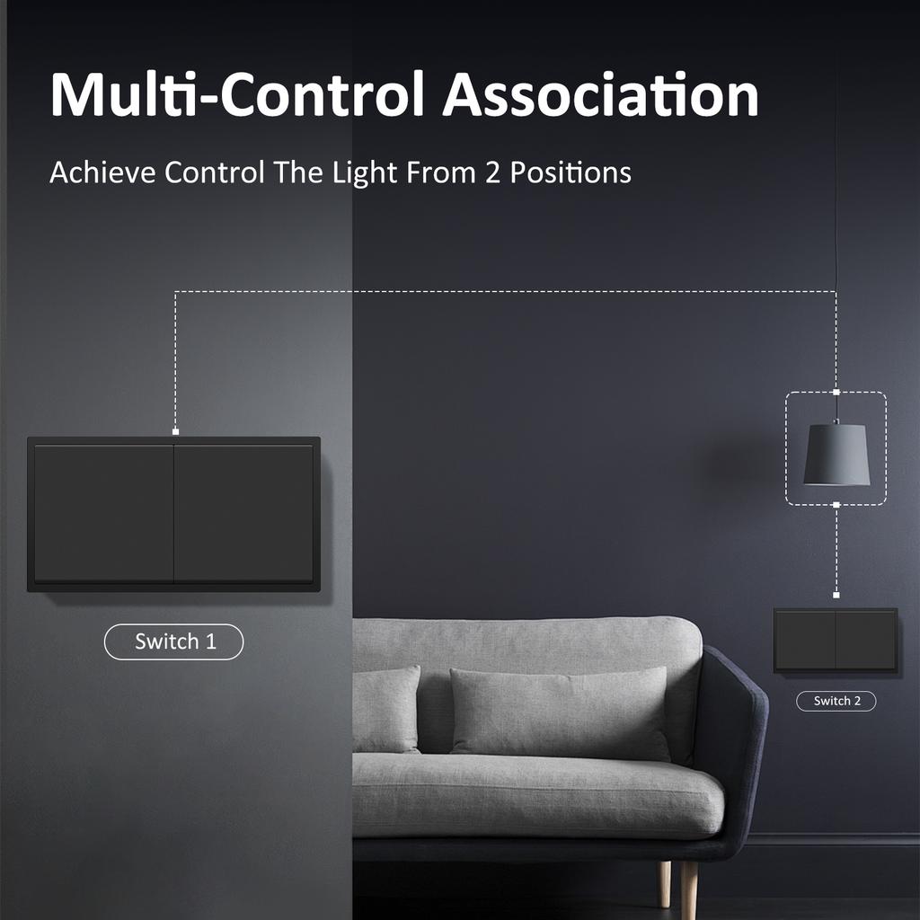 BSEED 1/2Gang Mechanical Light Switches With Led Indicator For Stairs Hallway Corridor 10A Plastic Frame 2pieces