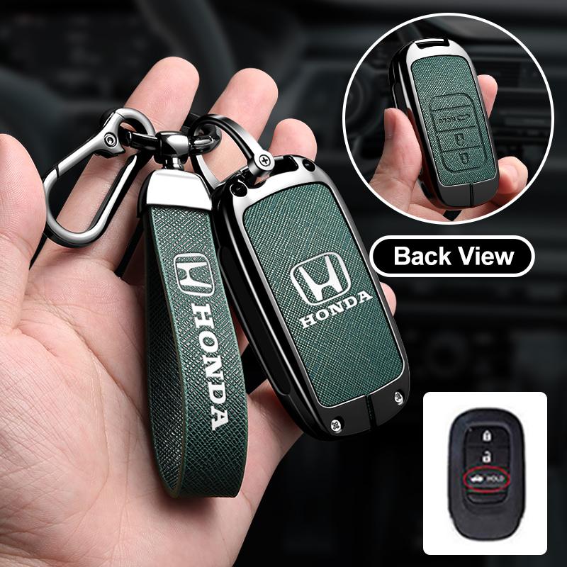 JRBX4 Leather Car Remote Key Case Cover Protector Key 2/3/4 Buttons Shell Fob Keychain For Honda Civic Accord HR-V CR-V CRV 2022 2023