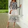 Women's  Printed Casual Dress Spring Autumn Pocket Round Neck Long Sleeve Dresses