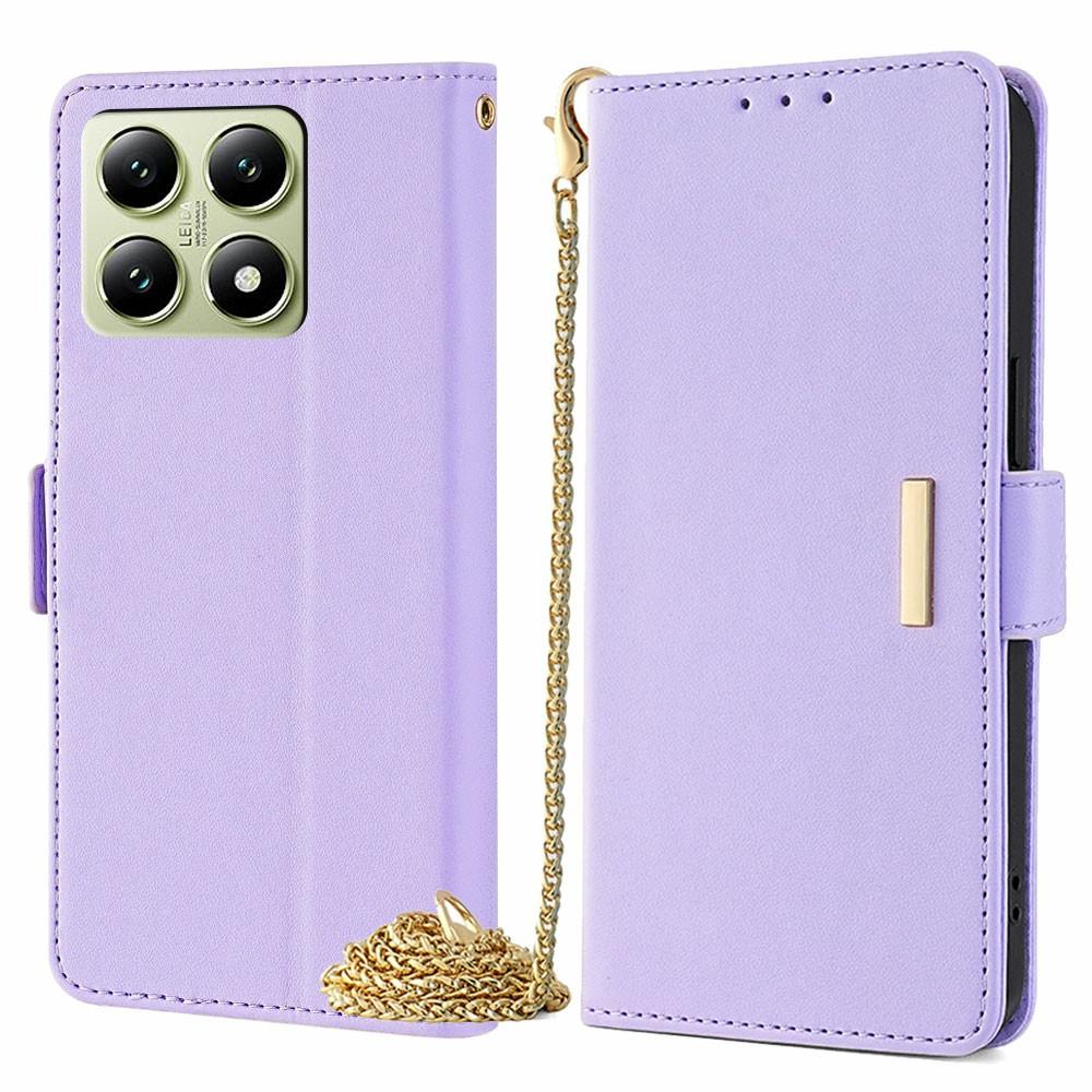 For Xiaomi 14T Case PU Leather Wallet Stand Phone Cover with Crossbody Shoulder Strap