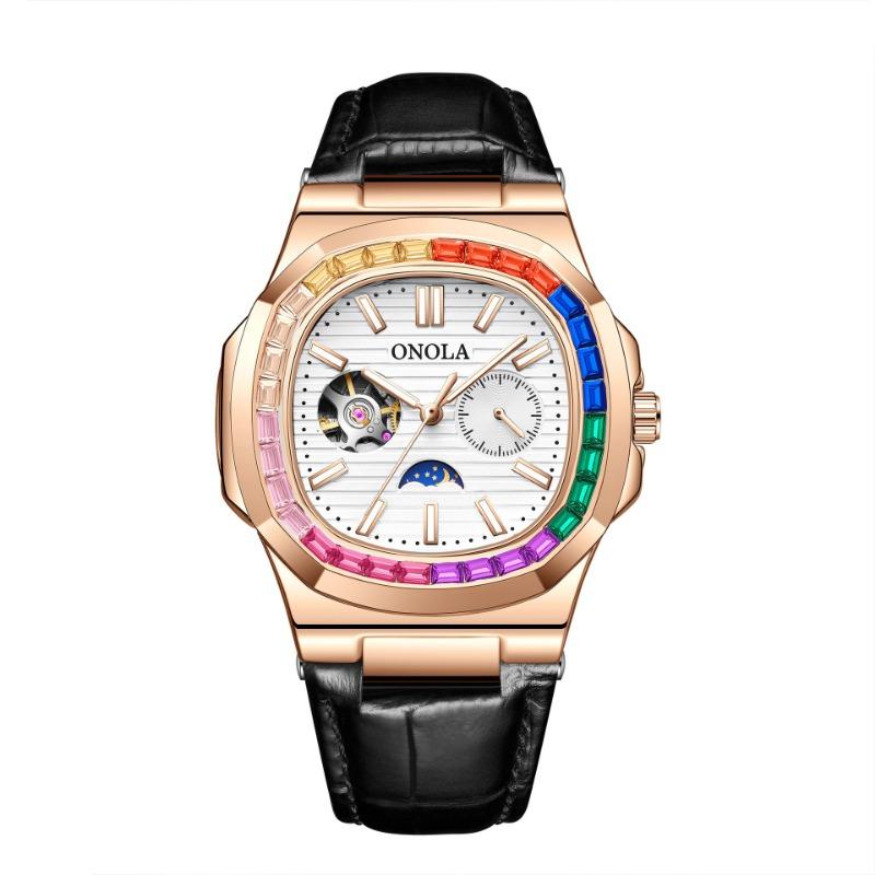 New Top Brand Hollow Rainbow Drill Watch Belt Waterproof Automatic Mechanical Men's Wrist Watch