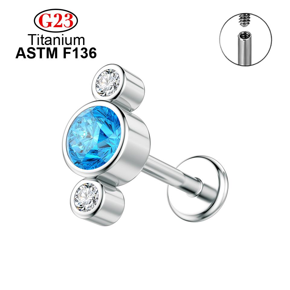 ASTM F136 16g Титановые Серьги-гвоздики Trinity Helix с Цирконами для Хряща Уха, Козелка, Губы, Пирсинг Тела, Сексуальные, Панк