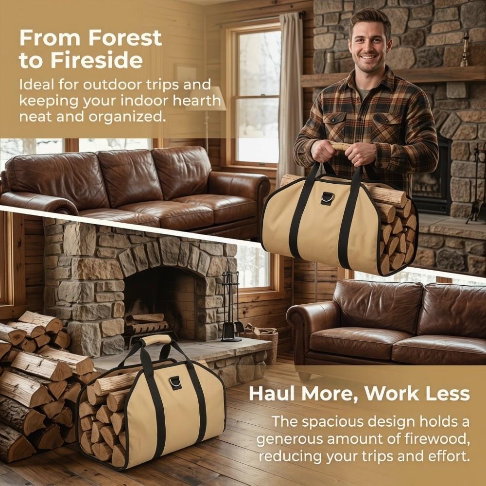 With Handle Firewood Carrying Bag Heavy Duty Firewood Log Carrier Bag Outdoor Fire Pit